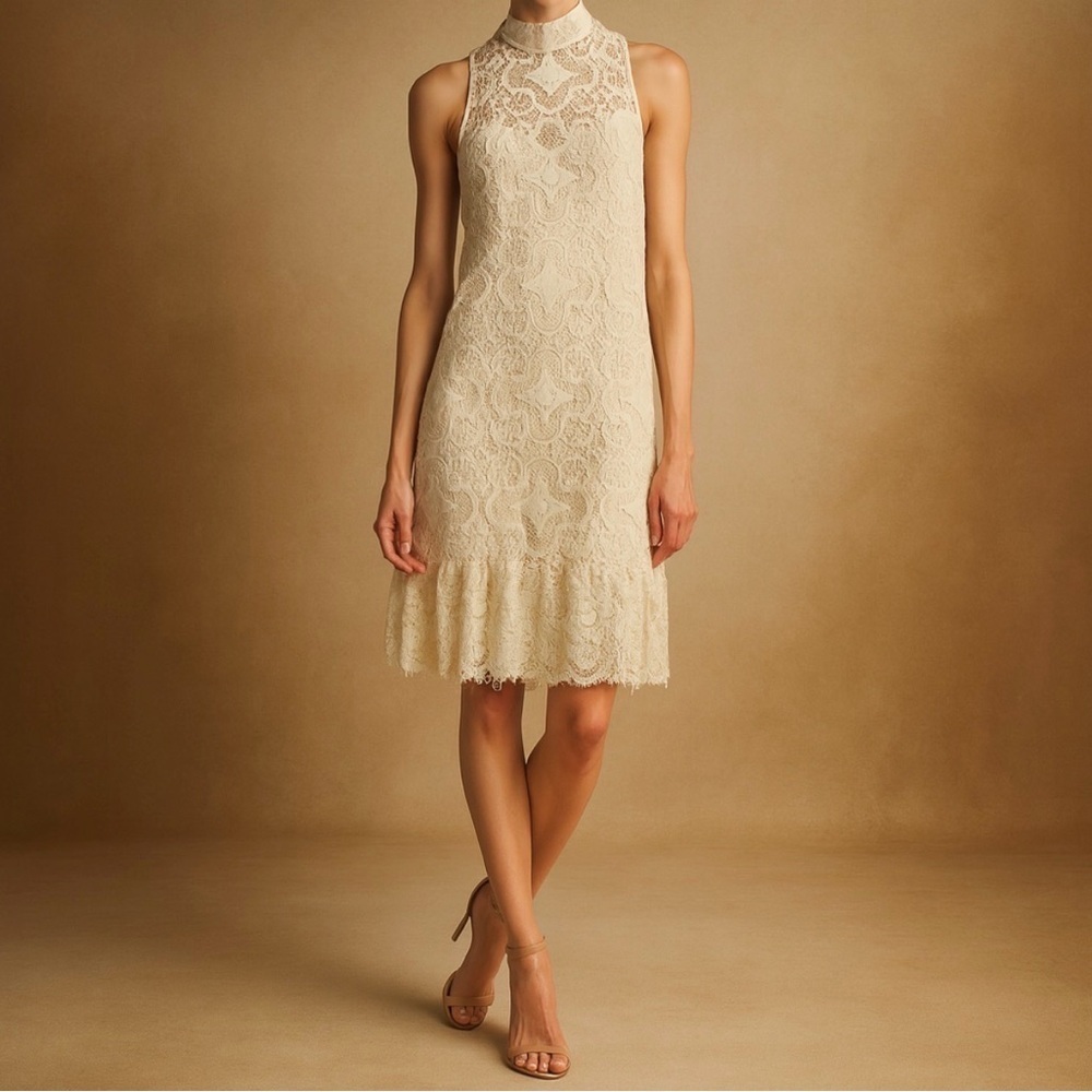 ERIN by Erin Fetherston Cream Lace Midi Dress